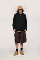 Raw-Edge Loose Fit Sweatshirt - Active Black