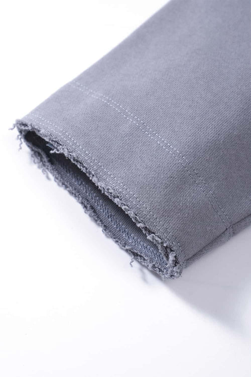 Raw-Edge Loose Fit Sweatshirt - Grayish Blue