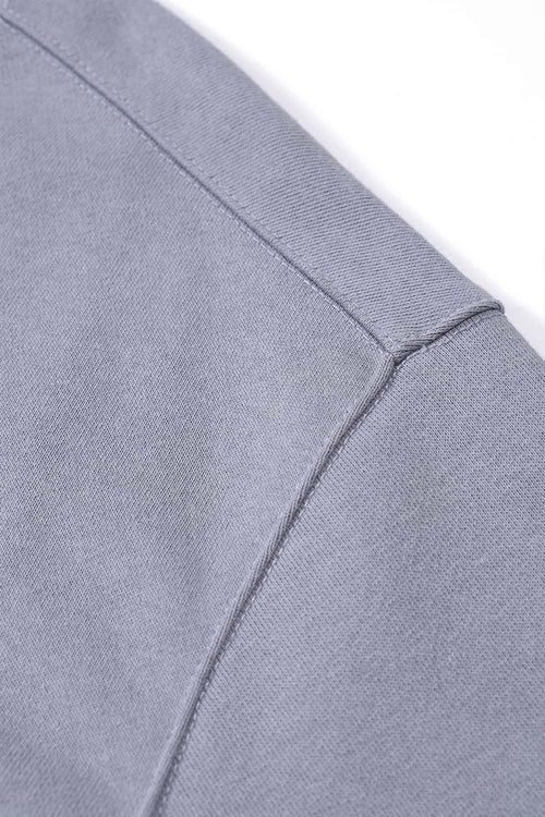 Raw-Edge Loose Fit Sweatshirt - Grayish Blue