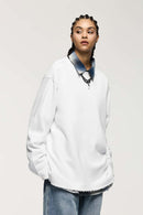 Raw-Edge Loose Fit Sweatshirt - Off White