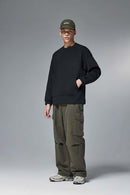 Stretch Fleece Pocket Sweatshirt - Rust Black