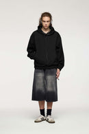 Studded Cropped Fleece Hoodie - Black