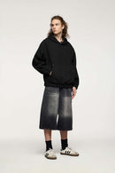 Studded Cropped Fleece Hoodie - Black