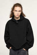 Studded Cropped Fleece Hoodie - Black