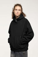 Studded Cropped Fleece Hoodie - Black