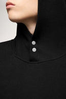 Studded Cropped Fleece Hoodie - Black