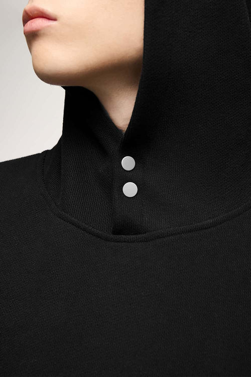 Studded Cropped Fleece Hoodie - Black