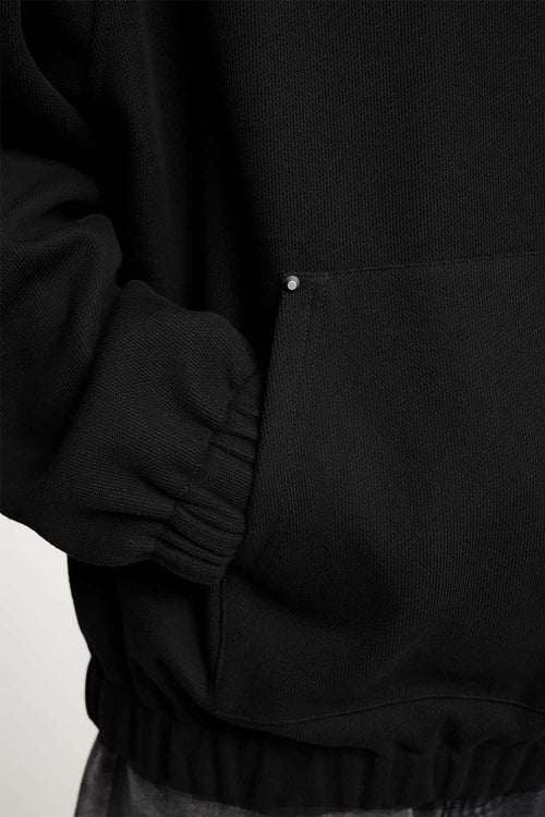 Studded Cropped Fleece Hoodie - Black