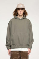 Studded Cropped Fleece Hoodie - Grayish Green