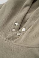 Studded Cropped Fleece Hoodie - Grayish Green