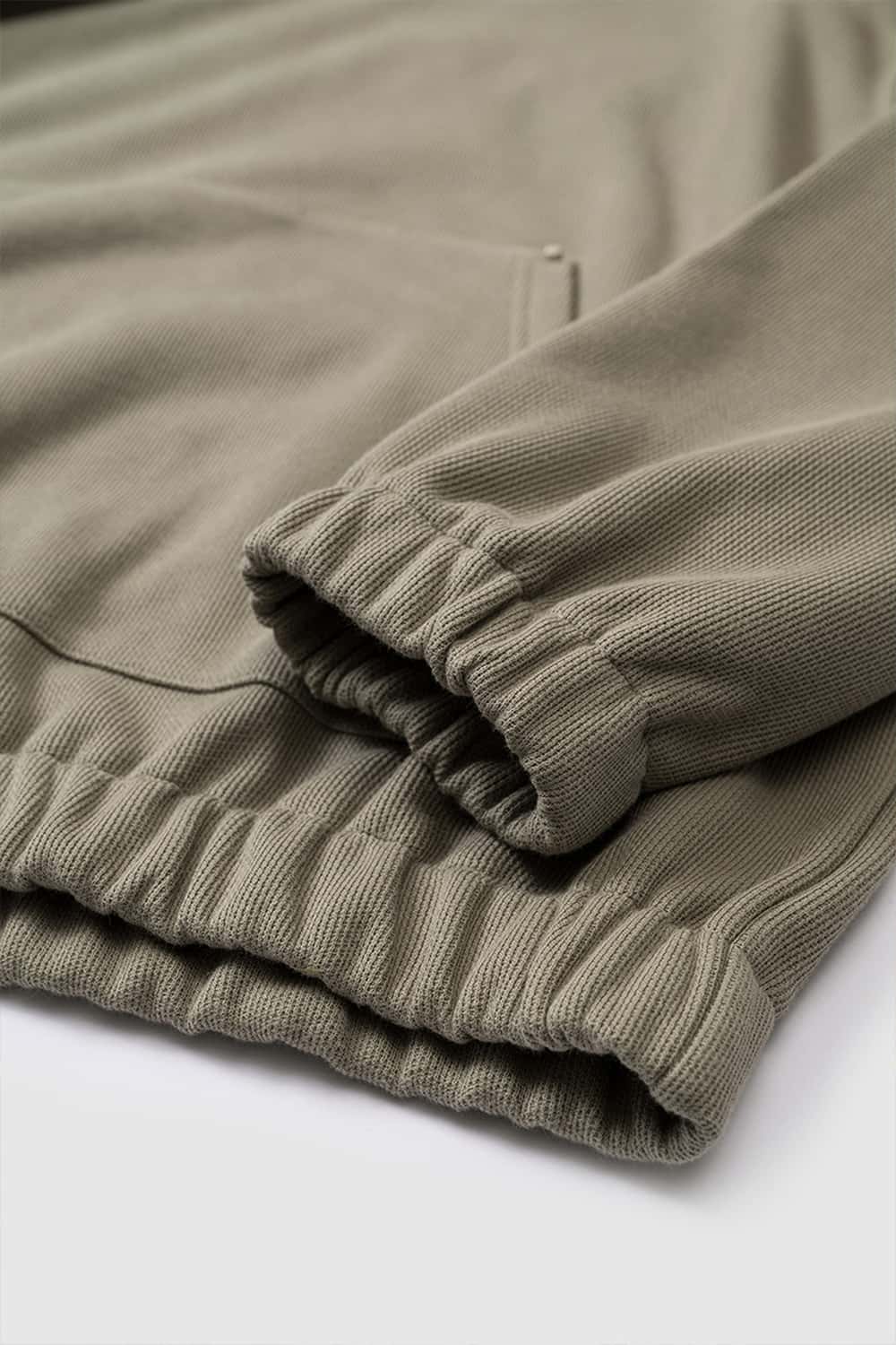 Studded Cropped Fleece Hoodie - Grayish Green