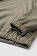 Studded Cropped Fleece Hoodie - Grayish Green
