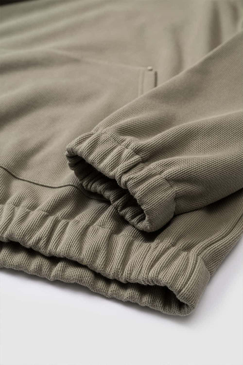 Studded Cropped Fleece Hoodie - Grayish Green