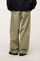 Pleated Curved Utility Pants - Green