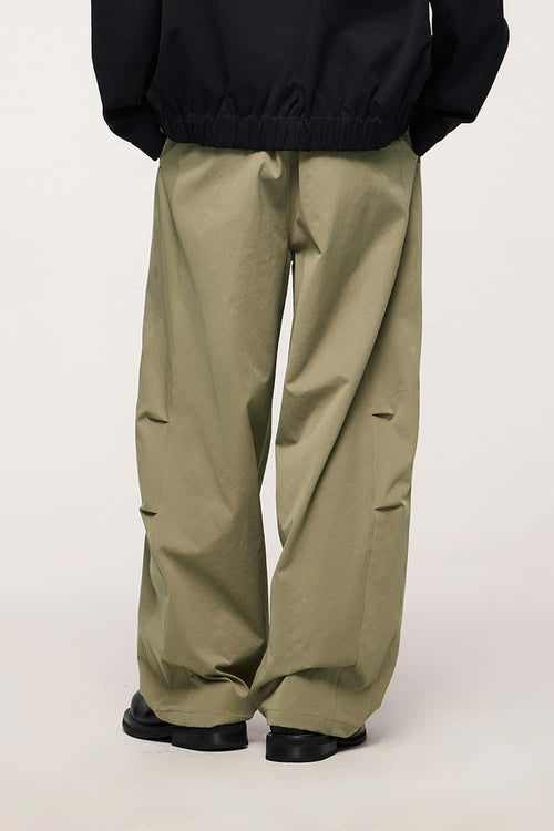 Pleated Curved Utility Pants - Green