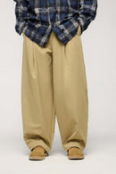 Pleated Curved Utility Pants - Khaki