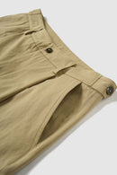 Pleated Curved Utility Pants - Khaki
