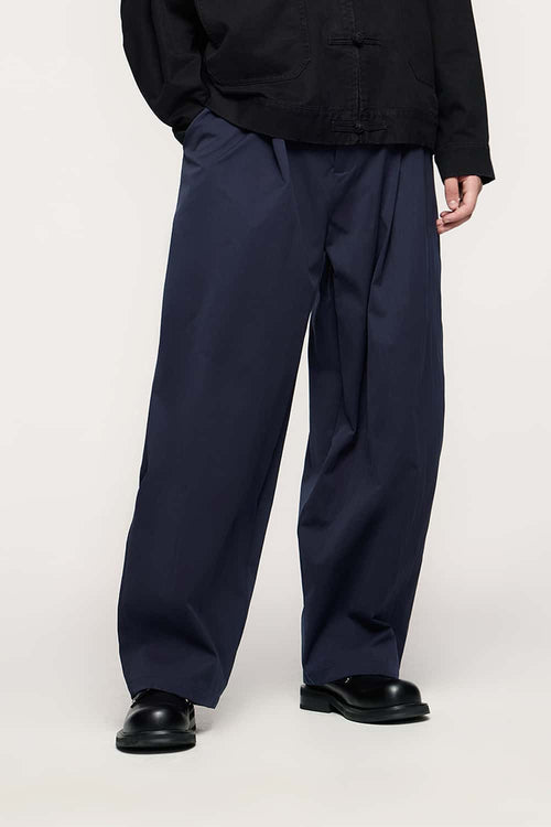 Pleated Curved Utility Pants - Royal Blue