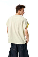 Contrast Boxy Sleeveless Tee - Light Gray