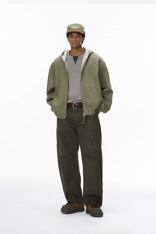 Colorblock Reversible Zip Hoodie - Grayish Green