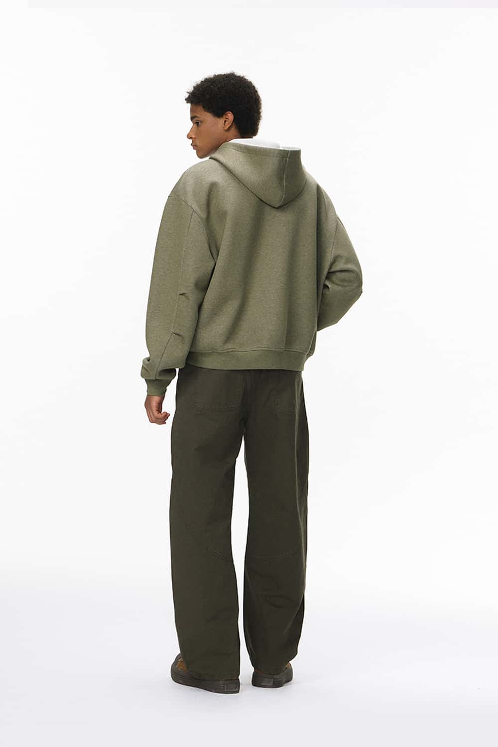 Colorblock Reversible Zip Hoodie - Grayish Green