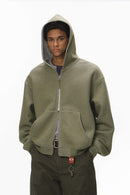 Colorblock Reversible Zip Hoodie - Grayish Green