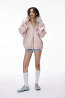 Colorblock Reversible Zip Hoodie - Pink