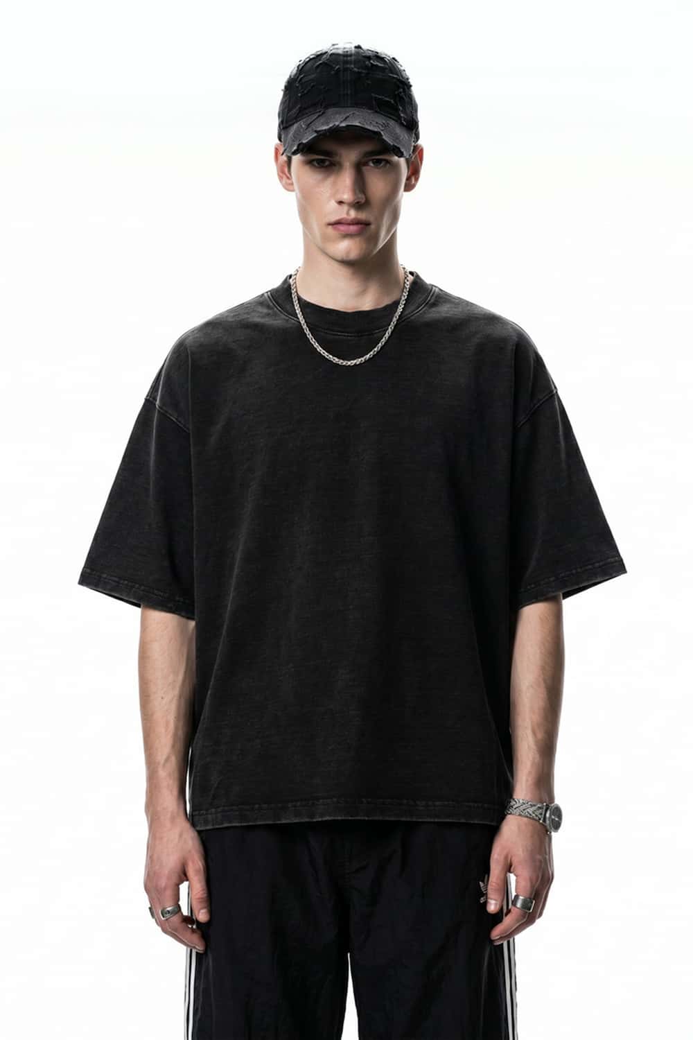 Washed Boxy Short Sleeve Tee - Black