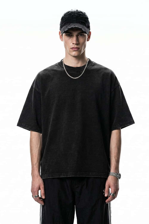 Washed Boxy Short Sleeve Tee - Black