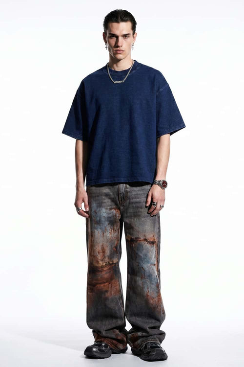 Washed Boxy Short Sleeve Tee - Blue