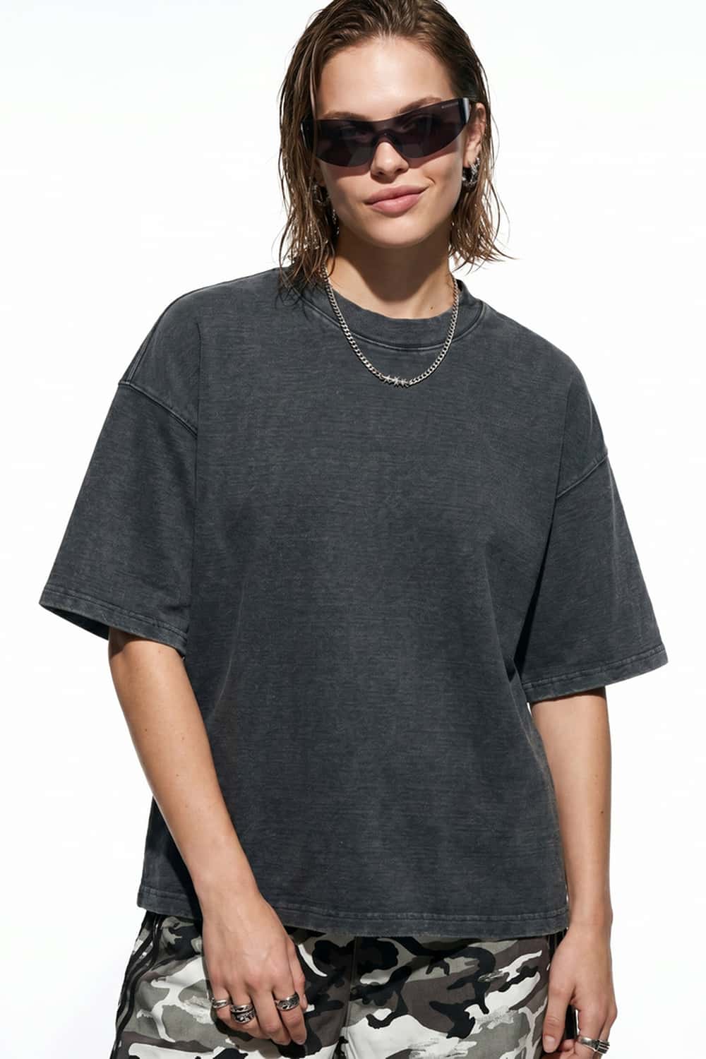 Washed Boxy Short Sleeve Tee - Grayish Green