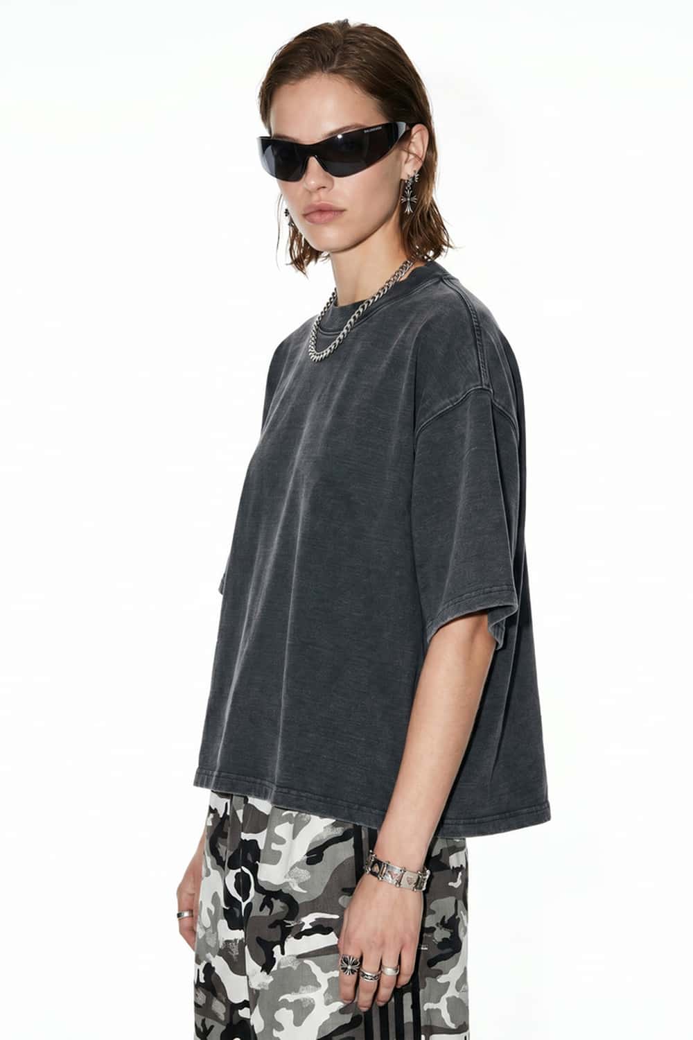 Washed Boxy Short Sleeve Tee - Grayish Green