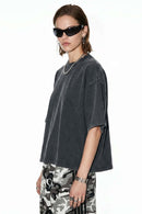 Washed Boxy Short Sleeve Tee - Grayish Green