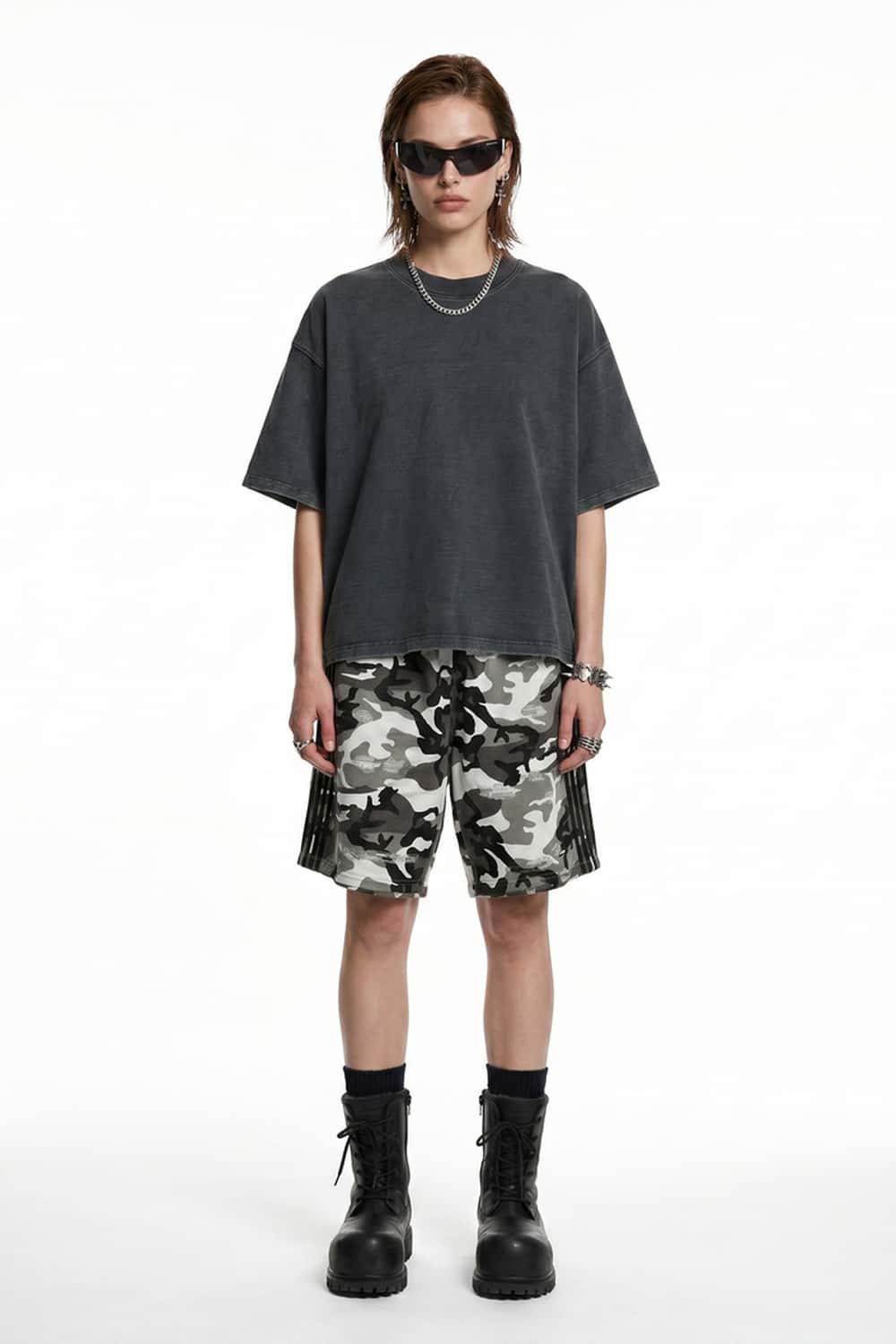 Washed Boxy Short Sleeve Tee - Grayish Green