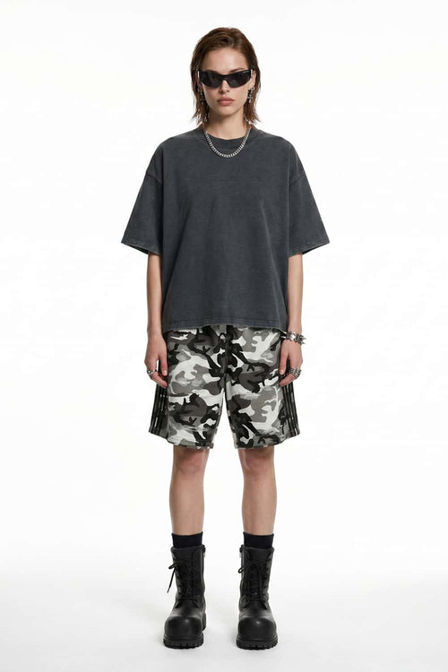 Washed Boxy Short Sleeve Tee - Grayish Green