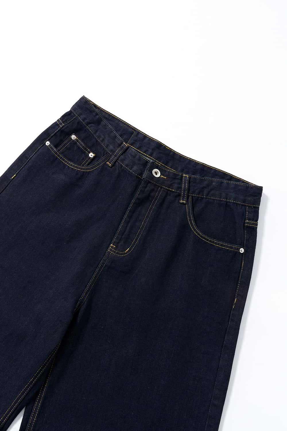 Wide-Leg Washed Denim Jeans - Blue