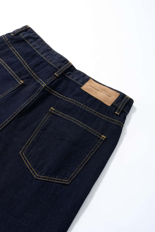 Wide-Leg Washed Denim Jeans - Blue