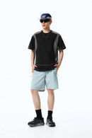 Paneled Quick-Dry Short Sleeve Tee - Black