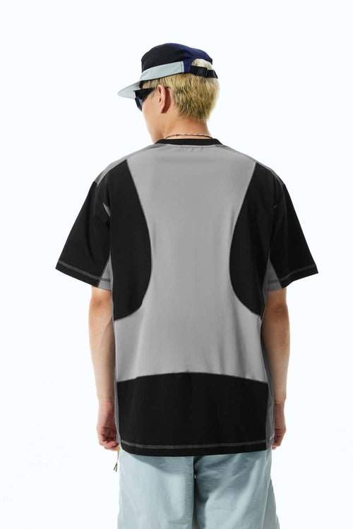 Paneled Quick-Dry Short Sleeve Tee - Black
