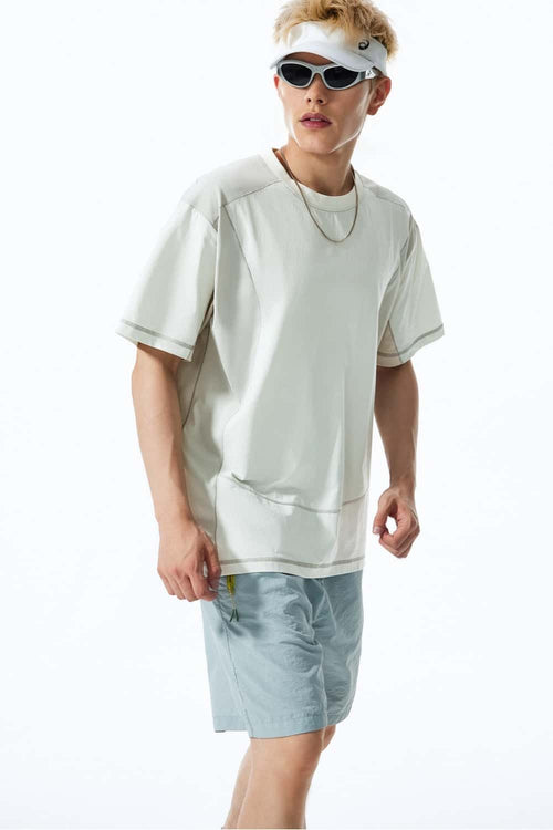 Paneled Quick-Dry Short Sleeve Tee - White