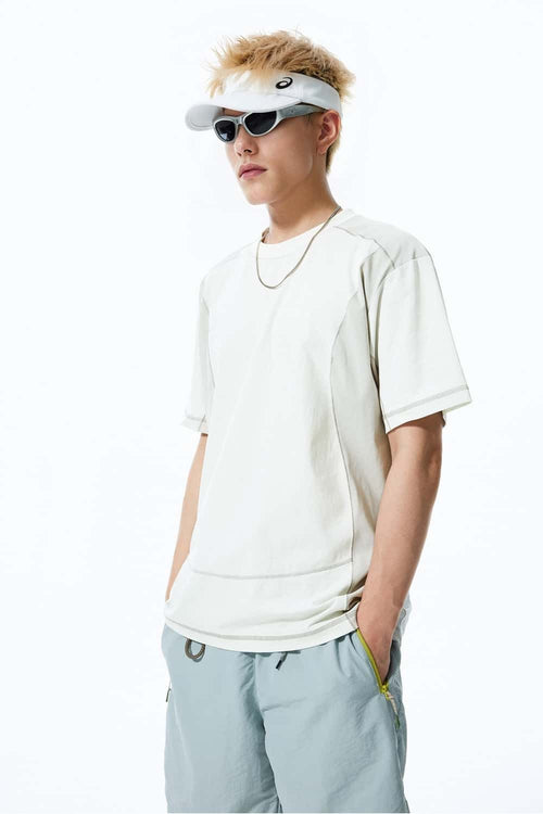 Paneled Quick-Dry Short Sleeve Tee - White