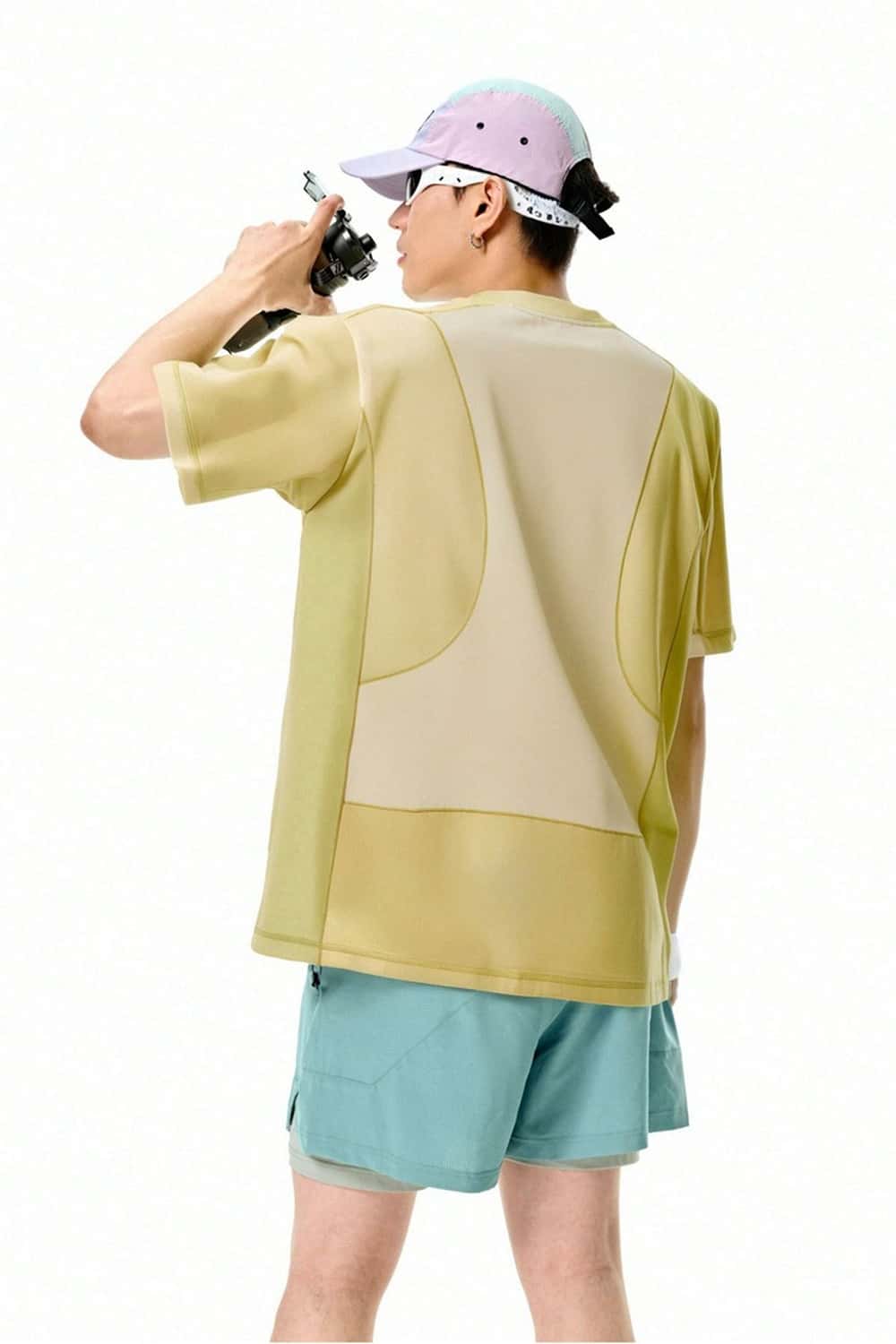 Paneled Quick-Dry Short Sleeve Tee - Yellow