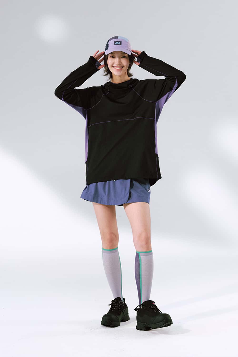 Quick-Dry Hooded Long Sleeve Tee - Black