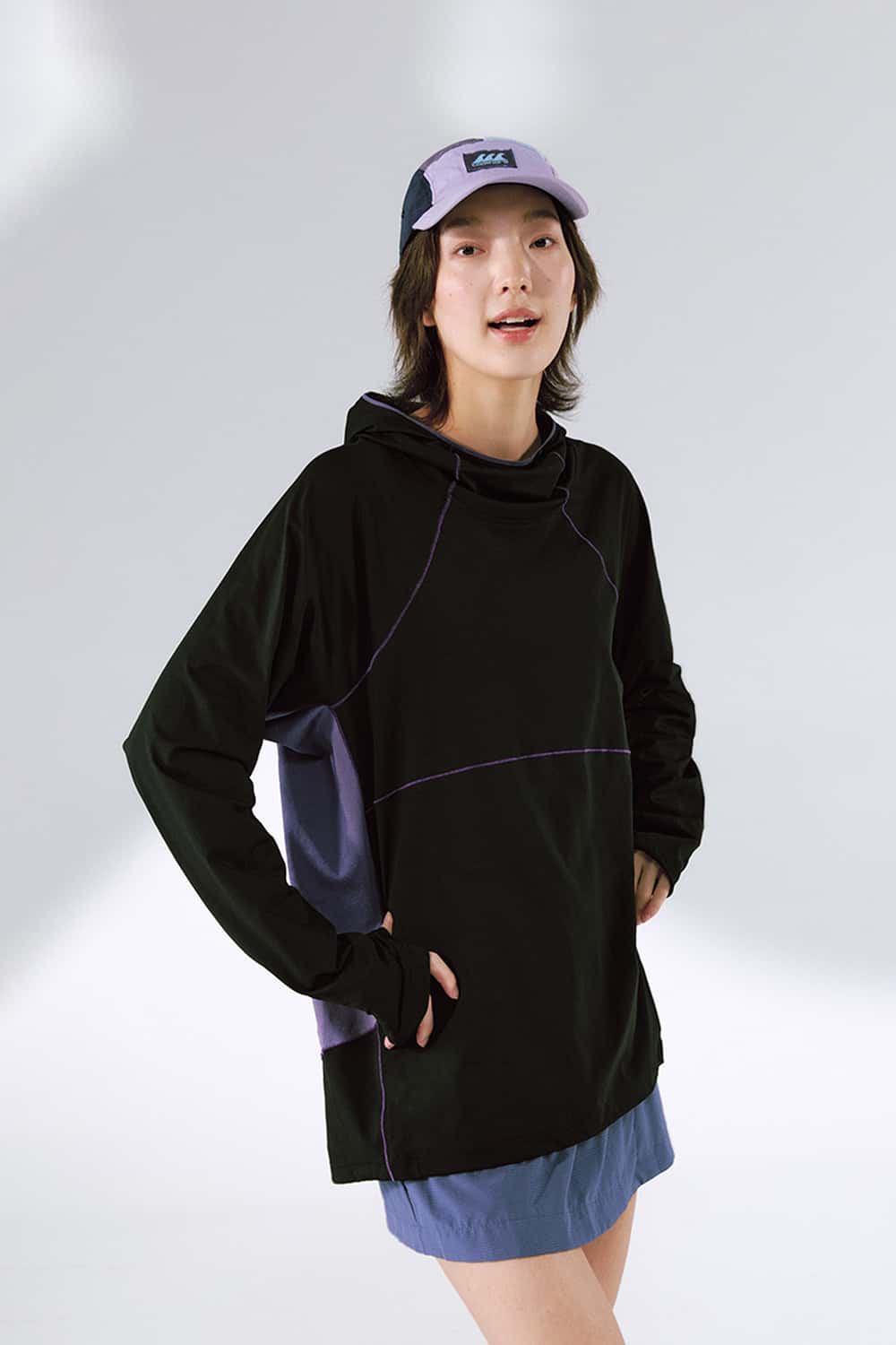 Quick-Dry Hooded Long Sleeve Tee - Black