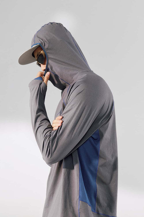 Quick-Dry Hooded Long Sleeve Tee - Gray