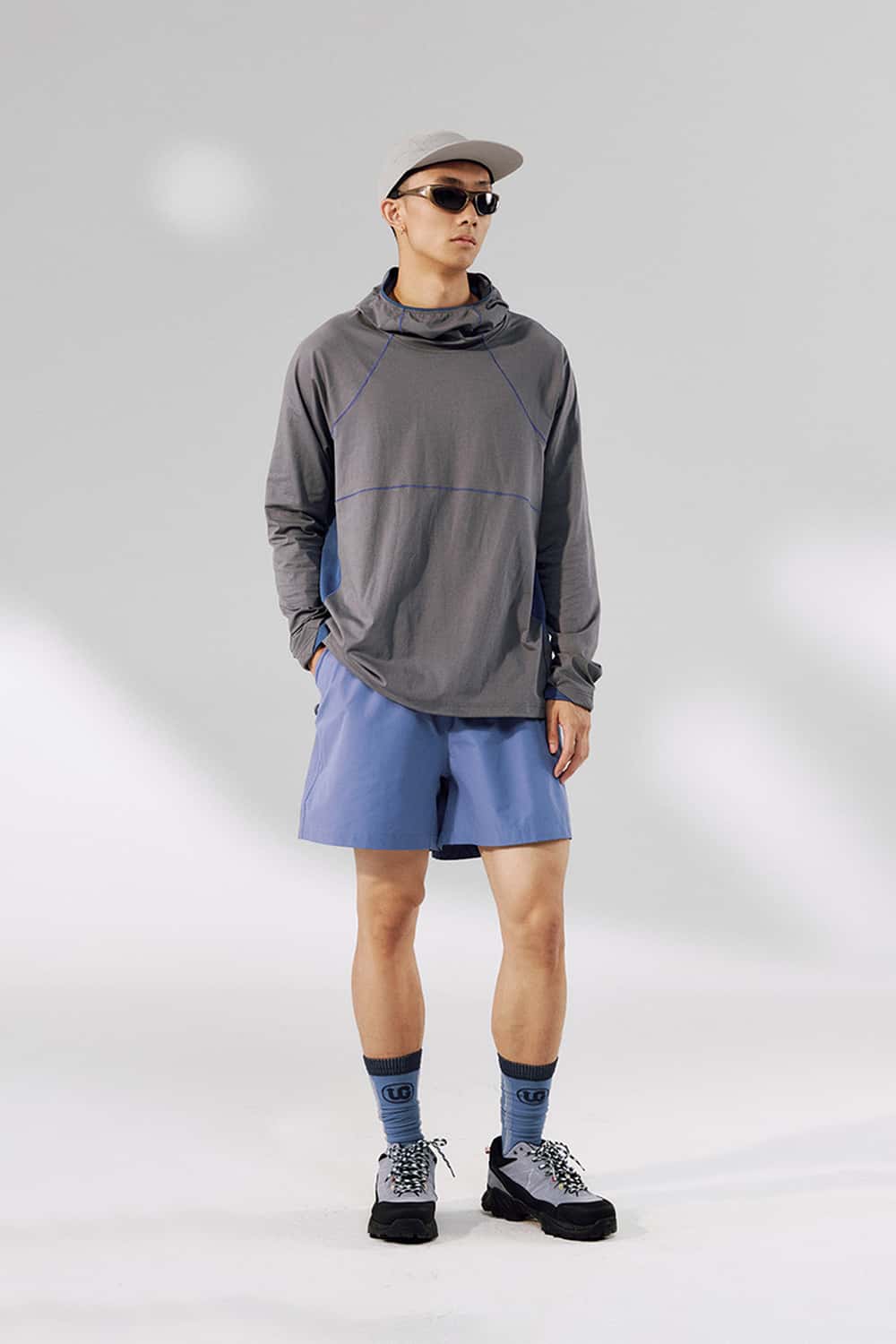 Quick-Dry Hooded Long Sleeve Tee - Gray