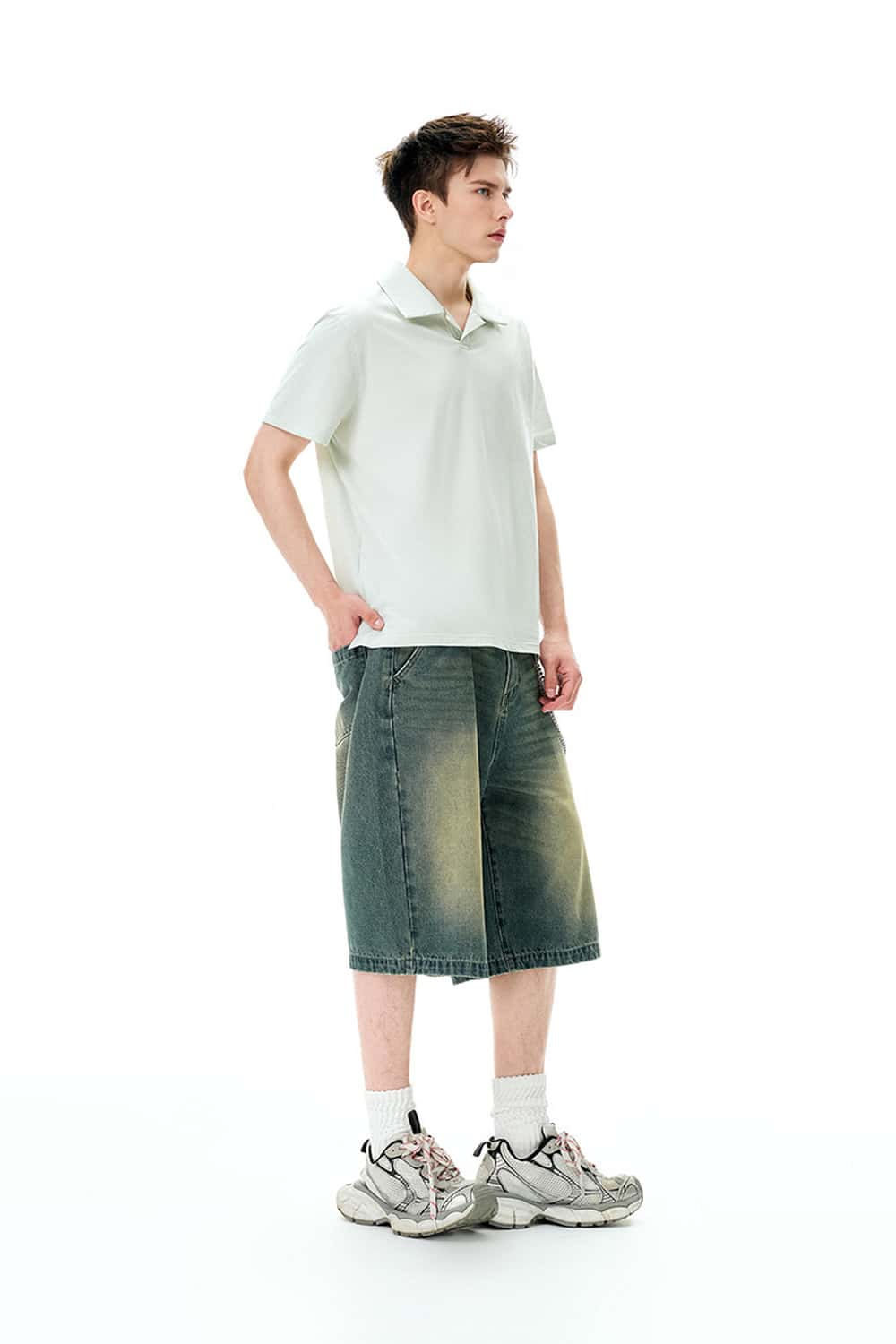 Open-Collar Quick-Dry Polo Shirt - White