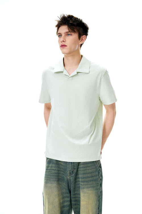 Open-Collar Quick-Dry Polo Shirt - White