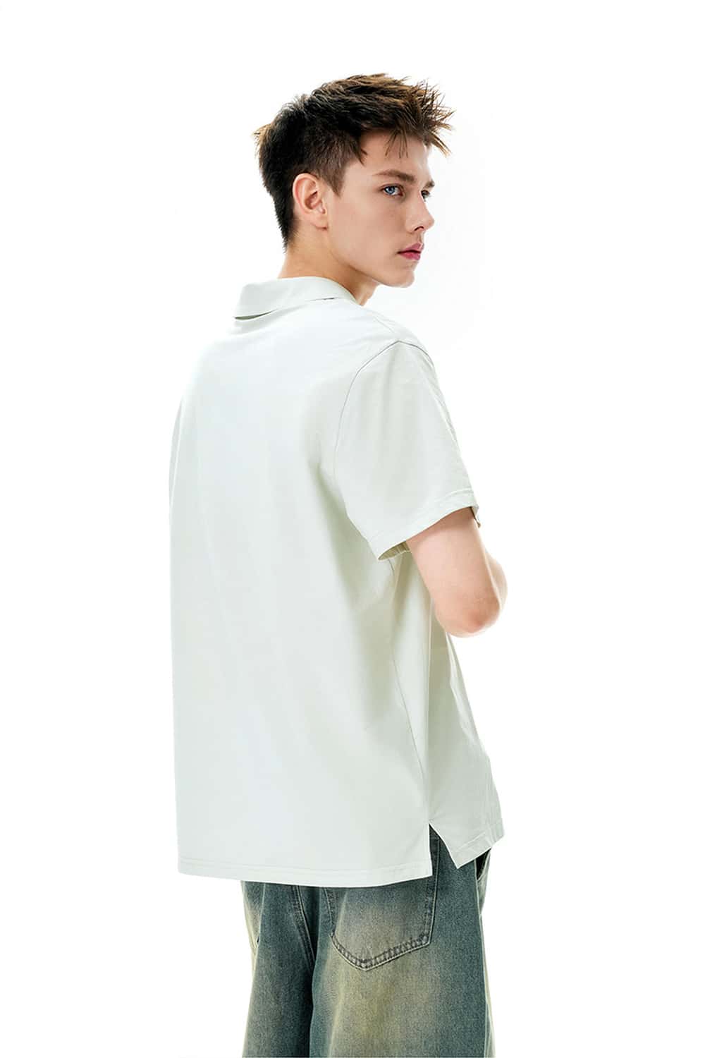 Open-Collar Quick-Dry Polo Shirt - White