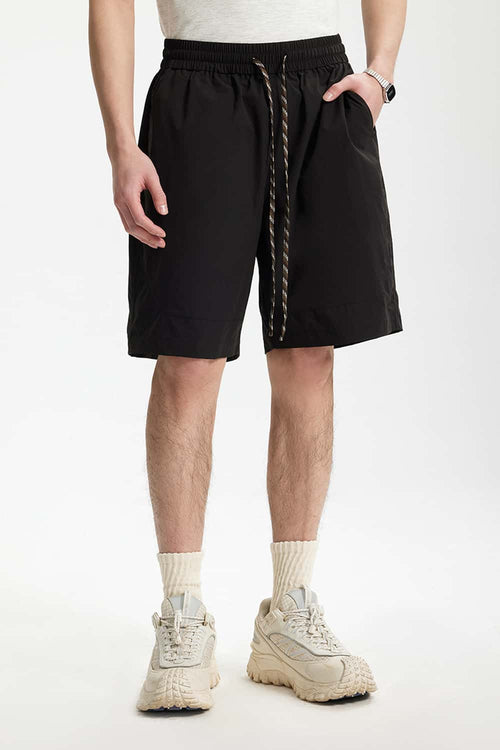 Quick-Dry Drawstring Utility Shorts - Black